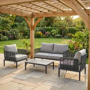 VivaGarden Salotto da Giardino con Divano 2 Posti 2 Poltrone e Tavolino con Cuscini in Alluminio colore Antracite