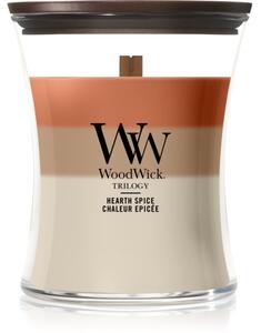 Woodwick Trilogy Hearth Spice candela profumata con stoppino in legno 275 g