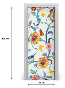 Adesivo per porta Fiori farfalle 75x205 cm