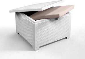 BICA Salotto da Giardino con Divano 2 Posti 2 Poltrone e Tavolino con Cuscini in Rattan PE colore Bianco
