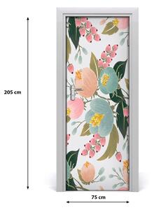 Adesivo per porta Fiori di primavera 75x205 cm