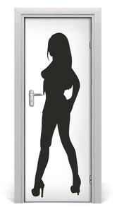 Adesivo per porta Una silhouette di una donna 75x205 cm