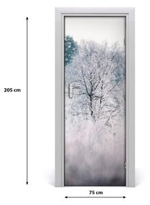 Adesivo per porta Foresta in inverno 75x205 cm