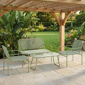 VivaGarden Salotto da Giardino con Divano 2 Posti 2 Poltrone e Tavolino in Rattan PE colore Verde