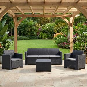 BICA Salotto da Giardino con Divano 3 Posti 2 Poltrone e Tavolino con Cuscini in Rattan PE colore Antracite - Nebraska 3