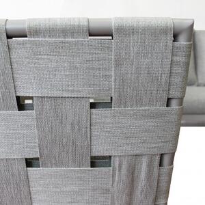 VivaGarden Salotto da Giardino con Divano 3 Posti 2 Poltrone e Tavolino con Cuscini in Tessuto e Alluminio colore Grigio/Tortora