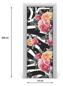 Adesivo per porta Rose zebra 75x205 cm