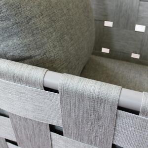 VivaGarden Salotto da Giardino con Divano 3 Posti 2 Poltrone e Tavolino con Cuscini in Tessuto e Alluminio colore Grigio/Tortora