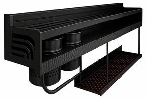 Verk 07417, mensola a parete in metallo, 58 x 24 x 12 cm, con 10 ganci, colore nero