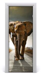 Adesivo per porta Camminando per l'elefante 75x205 cm