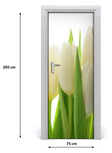 Poster adesivo per porta Tulipani bianchi 75x205 cm