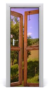 Adesivo per porta interna Paesaggio fuori dalla finestra 75x205 cm