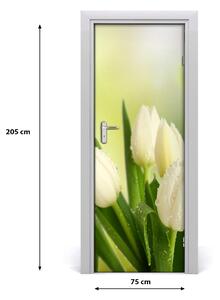 Adesivo per porta Tulipani bianchi 75x205 cm