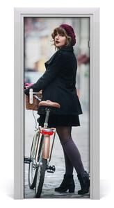Rivestimento Per Porta Una donna in bici 75x205 cm