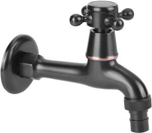 Rubinetto per acqua fredda da montare a parete, in ottone anticato nero, ideale per cucina, giardino e piscine