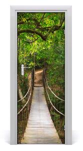 Adesivo per porta interna Il ponte appeso nella foresta 75x205 cm