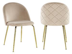Lotto di 2 sedie in Velluto e Metallo Dorato Beige - MELBOURNE