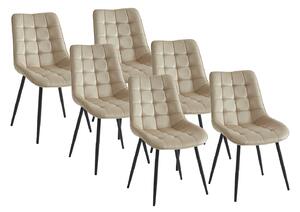 Sedia imbottita Velluto e Metallo Nero Beige - Lotto di 6 - OLLUA