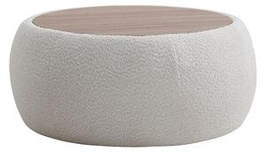 Tavolino con vano contenitore in tessuto bouclette e MDF - Bianco - - SORIELI