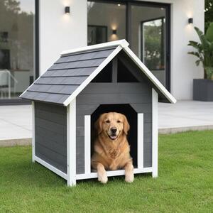 Mucola Cuccia per cani grigia da esterno 95 cm resistente alle intemperie Gabbia per cani in legno Cuccia per cani Cuccia per animali domestici Tana per cani