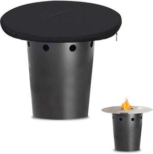 Copertura protettiva per braciere, copertura impermeabile per piastra barbecue in 500D, Ø 83/103 cm, copertura antivento per braciere da barbecue, nera (103 x 10 cm)