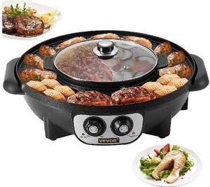 Pentola elettrica per hotpot nera per grigliate e feste