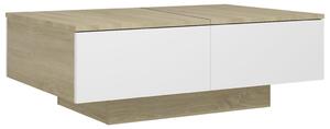 Tavolino Salotto Bianco e Rovere Sonoma 90x60x31 cm Multistrato