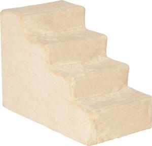 AllMyPets Scaletta per Cani Portatile a 4 Gradini in Flanella Sfoderabile e Truciolato 60x35x44 cm colore Beige - BGA727F