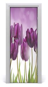 Adesivo per porta Tulipani viola 75x205 cm