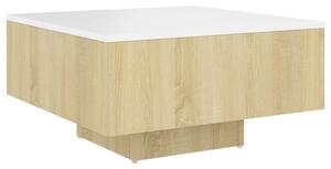 Tavolino Bianco e Rovere Sonoma 60x60x31,5cm Legno Multistrato