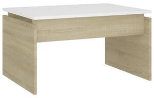 Tavolino Salotto Bianco e Rovere Sonoma 68x50x38 cm Truciolato