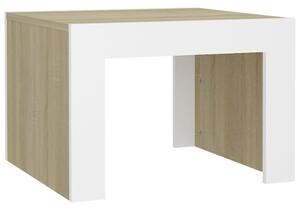 Tavolino Salotto Bianco e Rovere Sonoma 50x50x35 cm Truciolato