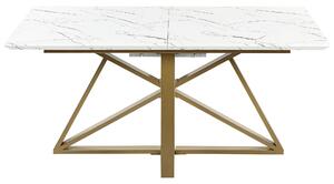 Tavolo da pranzo effetto marmo MDF gambe in metallo oro 160/200 x 90 cm piano allungabile rettangolare design moderno Beliani