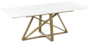Tavolo da pranzo effetto marmo MDF gambe in metallo oro 160/200 x 90 cm piano allungabile rettangolare design moderno Beliani
