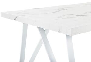 Tavolo da pranzo Piano in MDF effetto marmo bianco 160 x 90 cm Gambe in metallo incrociate a X Tavolo da cucina Beliani