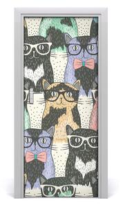 Adesivo per porta Gatti con occhiali 75x205 cm