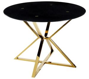 Tavolo da pranzo in vetro temperato nero e oro ⌀ 105 cm gambe in metallo elegante moderno Beliani