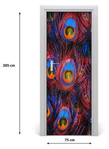 Adesivo per porta Piume di pavone 75x205 cm