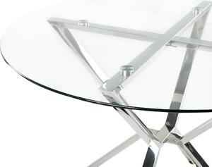 Tavolo da pranzo in vetro temperato trasparente argentato ⌀ 105 cm gambe in metallo elegante moderno Beliani