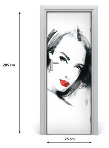 Rivestimento Per Porta Ritratto di una donna 75x205 cm