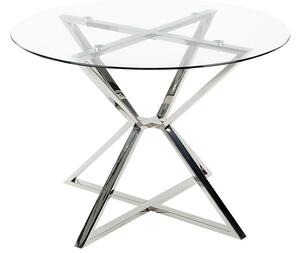 Tavolo da pranzo in vetro temperato trasparente argentato ⌀ 105 cm gambe in metallo elegante moderno Beliani