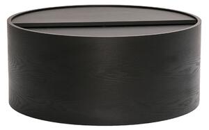 Tavolino basso rotondo in legno nero con ripiano girevole e contenitore D80 cm DALI