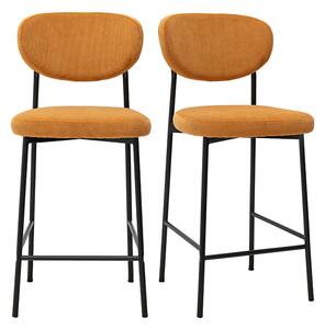 Sgabelli da bar fissi in tessuto velluto a coste giallo curry H65 cm (set di 2) BREKA