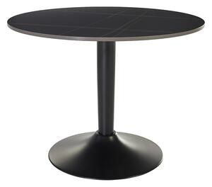 Tavolino basso design rotondo in ceramica nera e metallo D60 cm MALOU