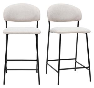 Sgabelli da bar in tessuto effetto velluto beige testurizzato H64 cm (lotto di 2) BENTA