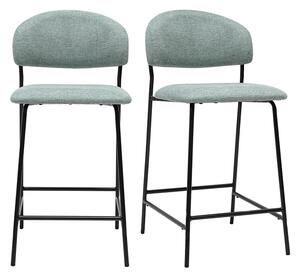 Sgabelli da bar in tessuto effetto velluto testurato verde celadon H64 cm (set di 2) BENTA