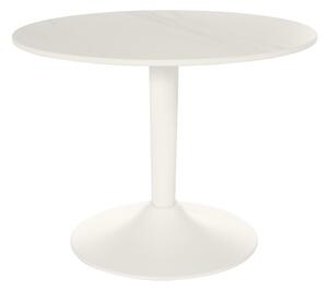 Tavolino basso design rotondo in ceramica bianca e metallo D60 cm MALOU
