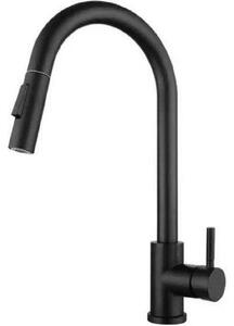 Rubinetto da cucina - bocca estraibile - miscelatore girevole a 360 gradi - nero