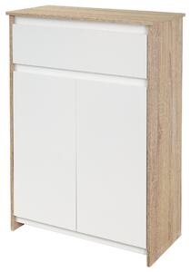 Kleankin Mobiletto da Bagno con Armadietto e Cassetto, Mobile Multiuso Salvaspazio, 60x30x90cm, Color Legno e Bianco | Aosom Italy