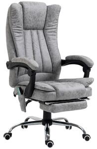 Vinsetto Poltrona da Ufficio Massaggiante Riscaldante, Altezza Regolabili, Poggiapiedi Retrattile, 62x67x113-120cm, Grigio Aosom Sedie Ufficio|Aosom